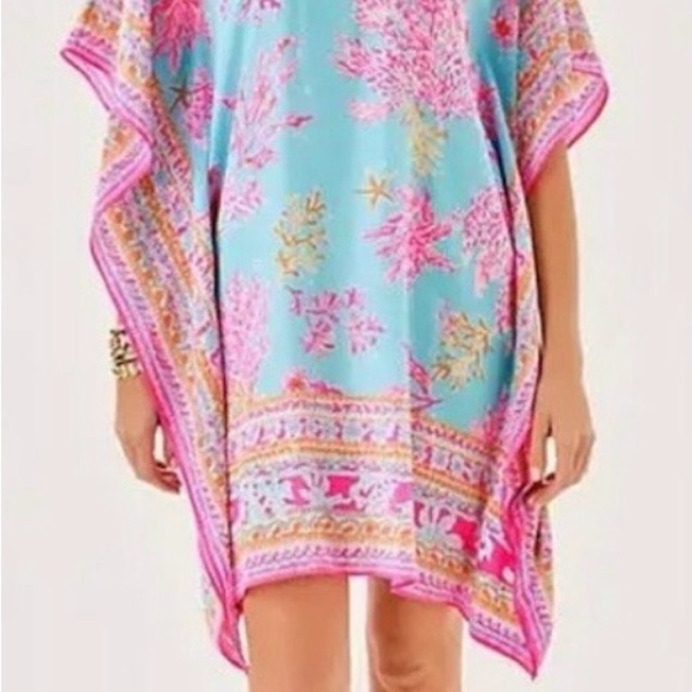 NWT Women’s Lilly Pulitzer Lindamarie Silk Caftan Royal Coral XXS/XS MSRP $398 - Picture 8 of 9